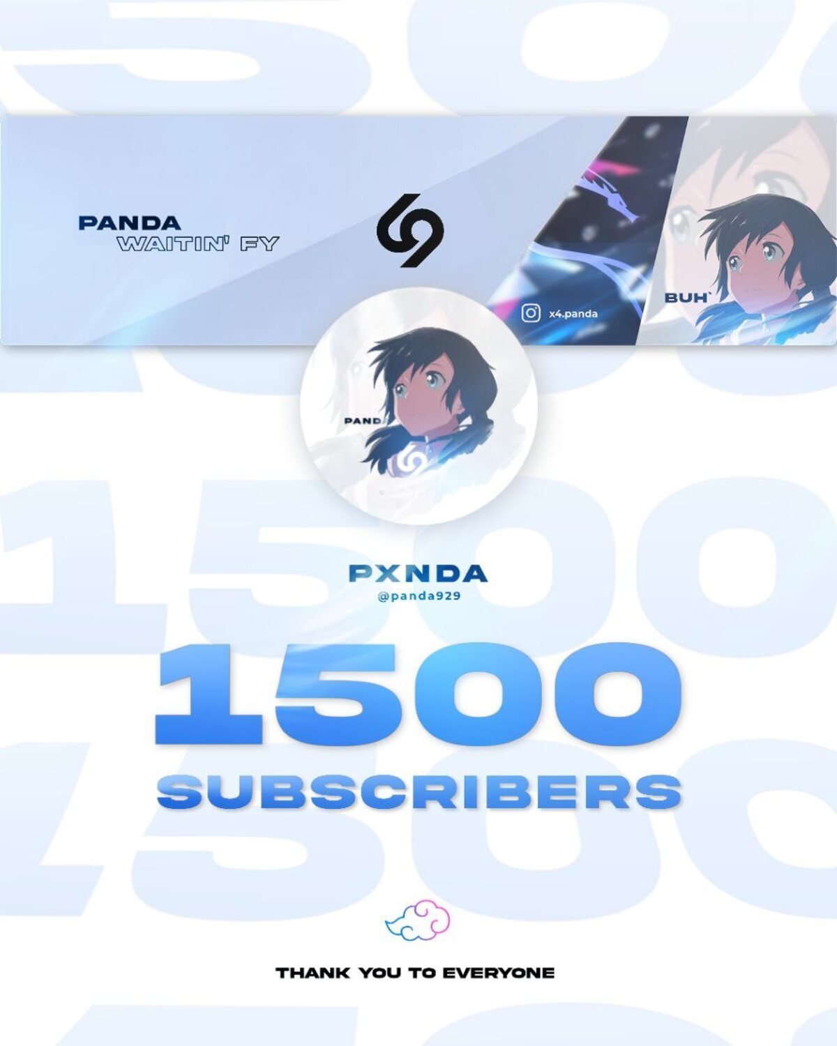 PANDA 1500 subscribers milestone banner design